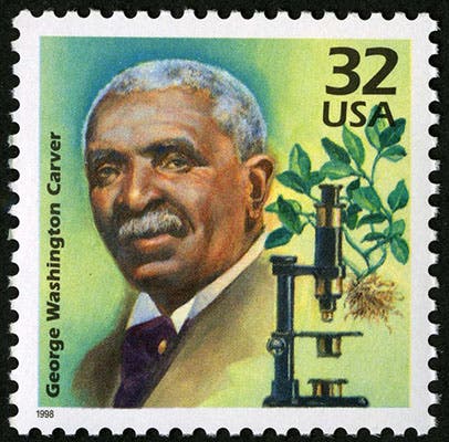 U.S. postage stamp honoring George W. Carver, 1998 (postalmuseum.si.edu)