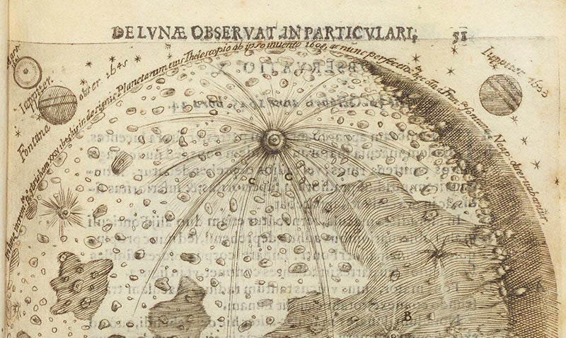 Inscription claiming to have invented his telescope in 1608, detail of first image, Francesco Fontana, Novae coelestium, 1646 (Linda Hall Library)