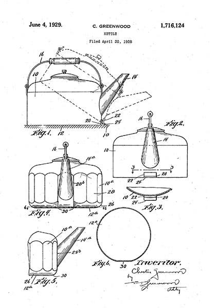 U.S. Patent 1,716,124, 1929: Tea kettle (Google Patents)