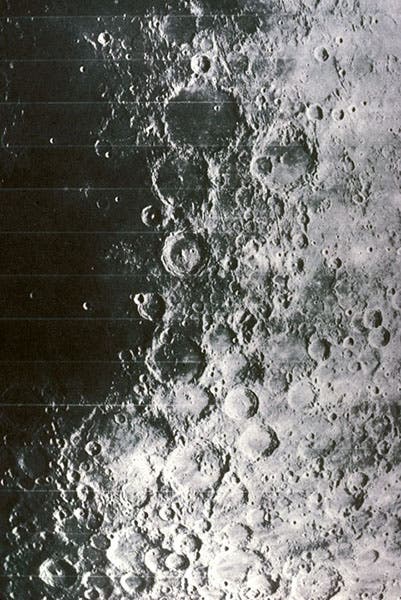 The lunar highlands, photograph by Lunar Orbiter IV, 1967, for comparison with Mellan’s engraving of the same area (nasa.gov)