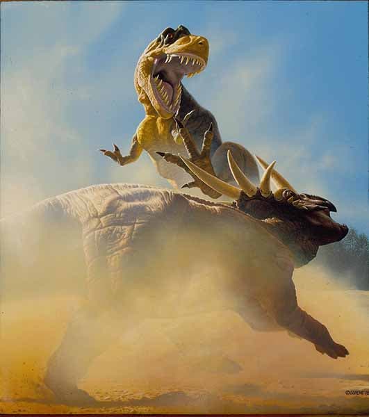 Daspletosaurus and Styracosaurus, painting by John Gurche (www.gurche.com)