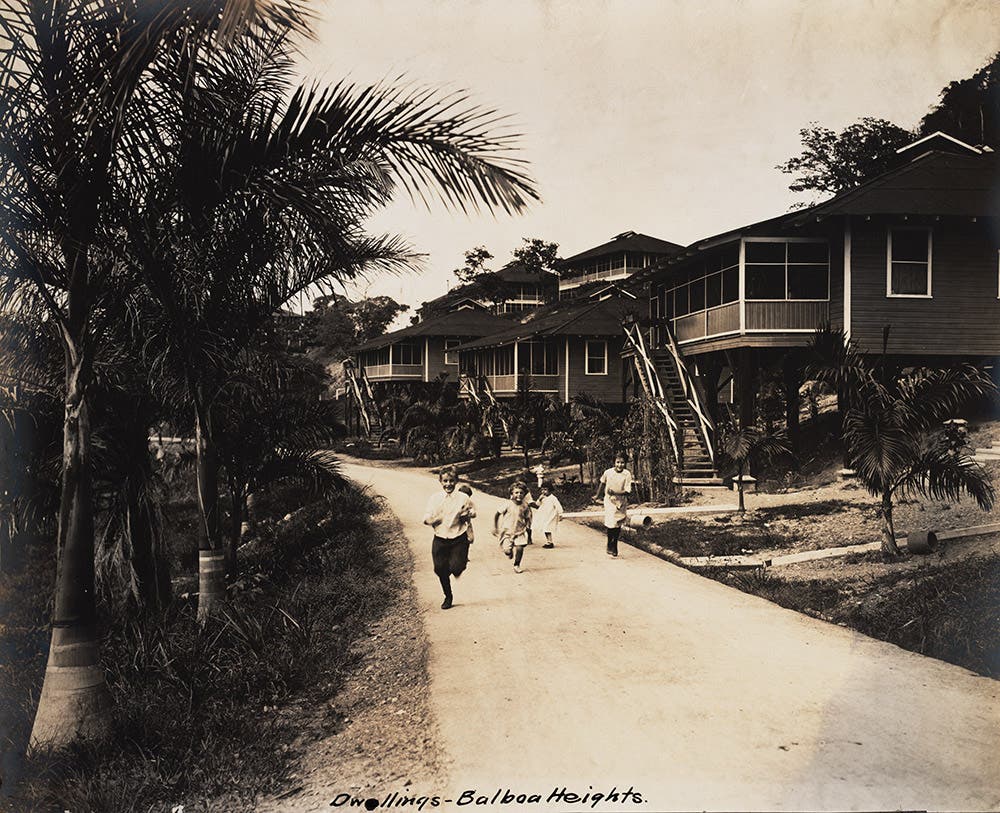 Modest housing at Balboa for gold roll workers.
Gold roll employees were encouraged to bring along wives and children, who were seen as a civilizing influence. View in Digital Collection »