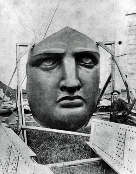 The face of the Statue of Liberty, available for tourist photos during the trial erection in Paris, 1884, New York Post (nypost.com)