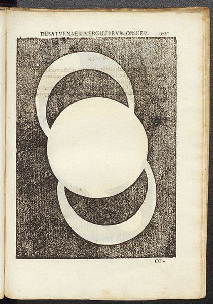 Saturn with its “anses”, woodcut, Francesco Fontana, Novae coelestium, 1646 (Linda Hall Library)