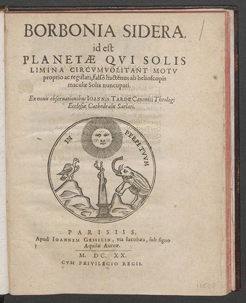 Title page, Jean Tarde, Borbonia sidera, 1621, a book from the Macclesfield Library (Linda Hall Library)