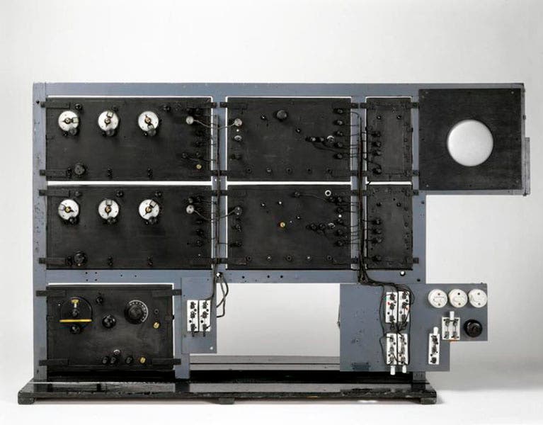 The front faces of the radar receivers used by Robert Watson-Watt for the Daventry experiment, Feb. 26, 1935, the first use of radar to detect an aircraft, now in the Science Museum, London (sciencemuseumgroup.org.uk)