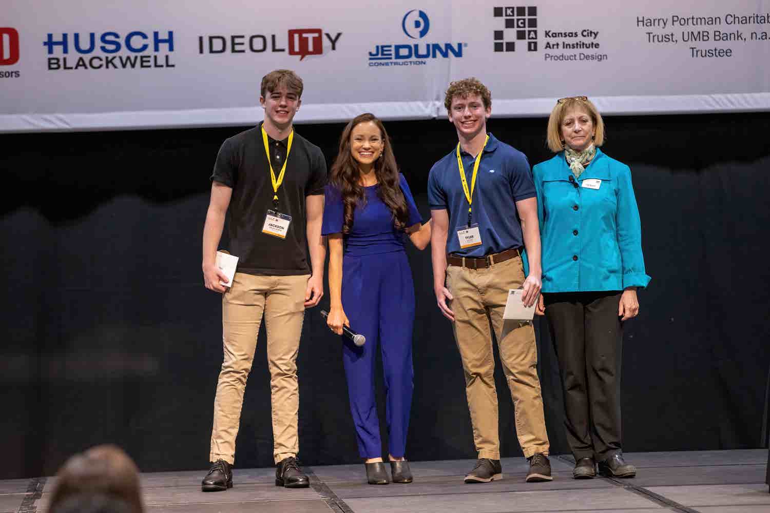 Jackson Brueckner, Emily Calandrelli, Tyler Lively, Lisa Browar at the 2022 Kansas City Invention Convention