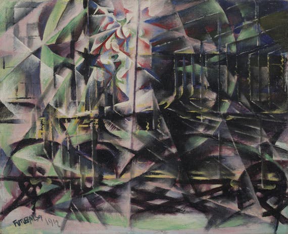 Speeding Automobile, by Giacomo Balla, oil on wood, 1912 (Museum of Modern Art)