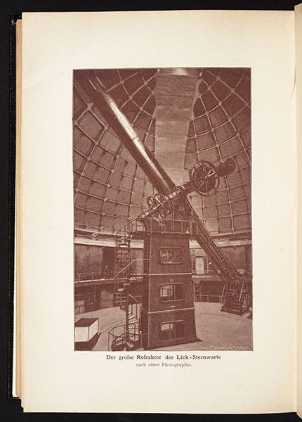 The 36-inch Lick refractor, built by Alvan Clark & Sons, from Himmel und Erde, 1889 (Linda Hall Library)
