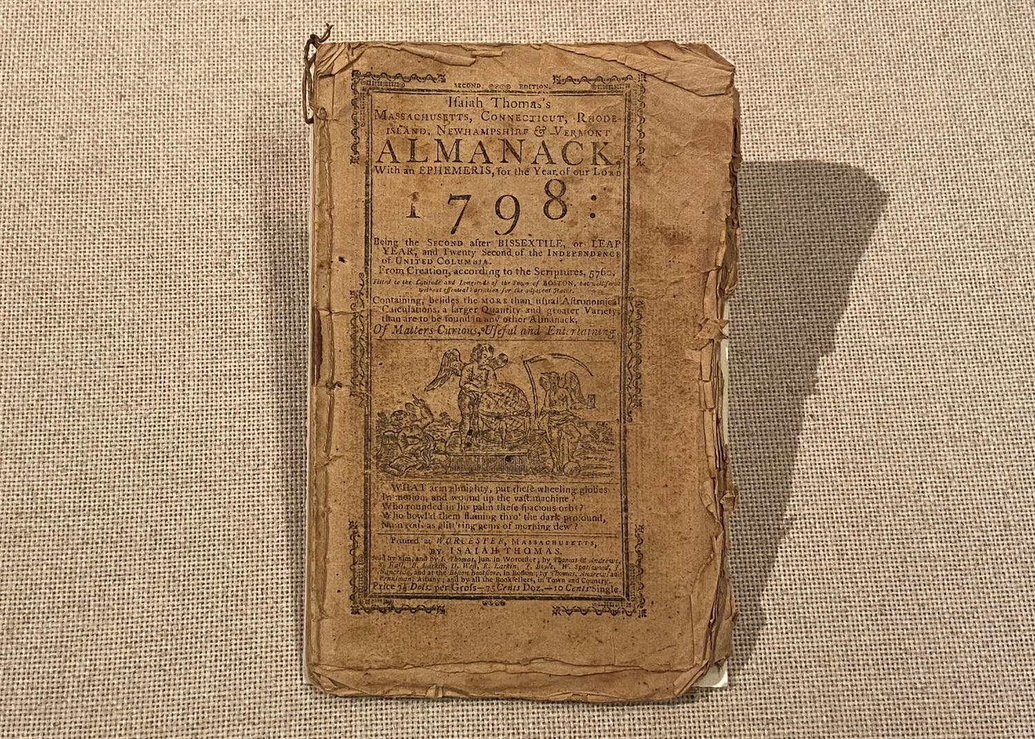 Photo of Thomas’ Massachusetts, Connecticut, Rhode-Island, Newhampshire & Vermont almanack. Worcester, 1797.