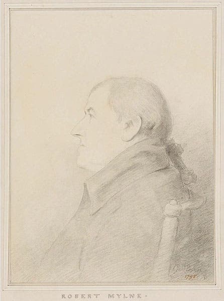 Portrait of Robert Mylne, pencil on paper, by George Dance, 1795, National Portrait Gallery, London (npg.org.uk)