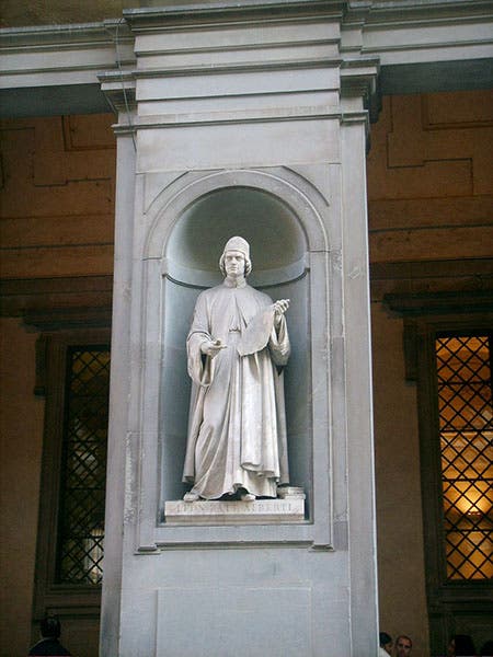 Statue of Leon Battista Alberti, lower courtyard, Uffizi Gallery, Florence, 1840s (Wikimedia commons)