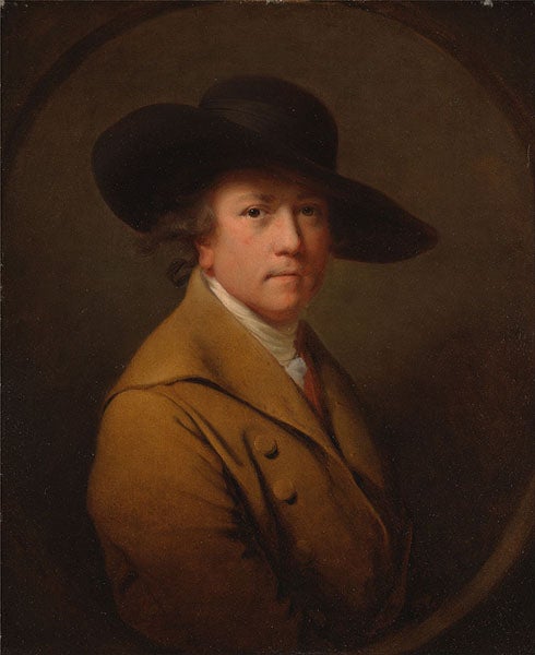 Joseph Wright, self-portrait, oil painting, 1780, Yale Museum of British Art (Wikimedia commons)