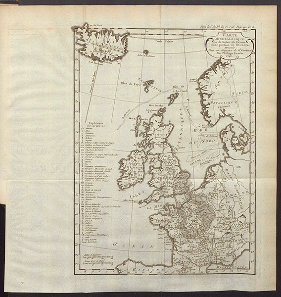 First mineralogical map, covering all of Europe, by Jean-Étienne Guettard, in Memoires de l’académie royale des sciences pour 1746 (Linda Hall Library)