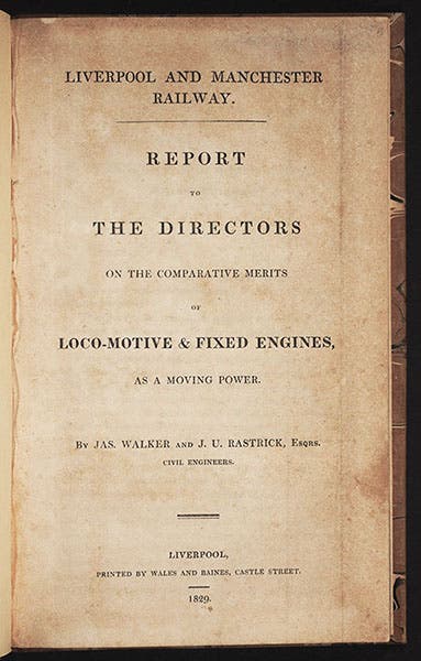 Title page of James Walker, Report to the Directors (1829).