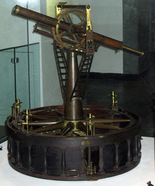 Ramsden’s theodolite of 1791, carried all over England and used in the first government-sponsored triangulation of Great Britain, and now in the Science Museum, London (Wikimedia commons)