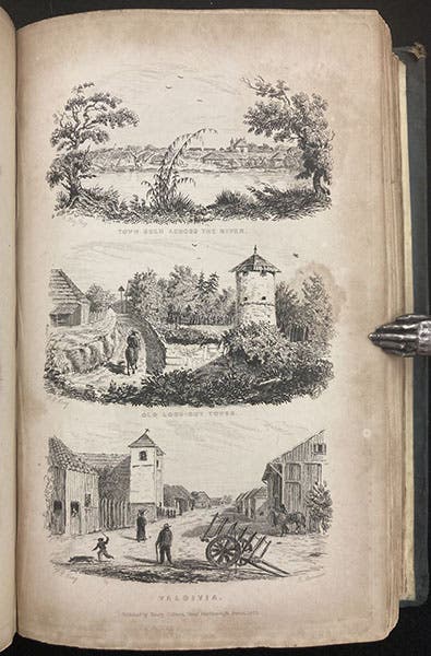 Three views of Valdivia, Chile, etchings after drawings by Robert FitzRoy and Philip Gidley King, Narrative of the Surveying Voyages of His Majesty's ships Adventure and Beagle, by Robert FitzRoy et al., vol. 2, p. 398, 1839 (Linda Hall Library)