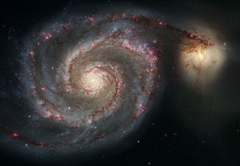 M51, the Whirlpool nebula, image from the Hubble Space Telescope, 2005 (cdn.spacetelescope.org)