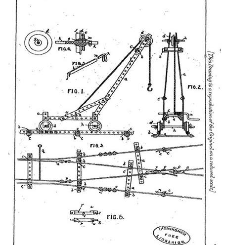 Frank Hornby’s patent applicant drawing of 1901 for his construction set, to be named Meccano in 1908 (Wikimedia commons)