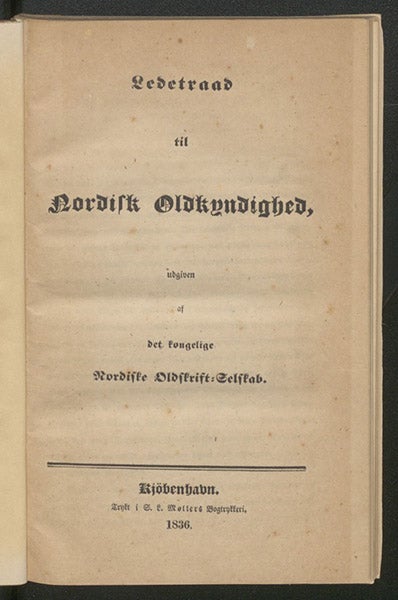 Title page, Christian Thomsen, Ledetraad til Nordisk Oldkyndighed, 1836 (Linda Hall Library)