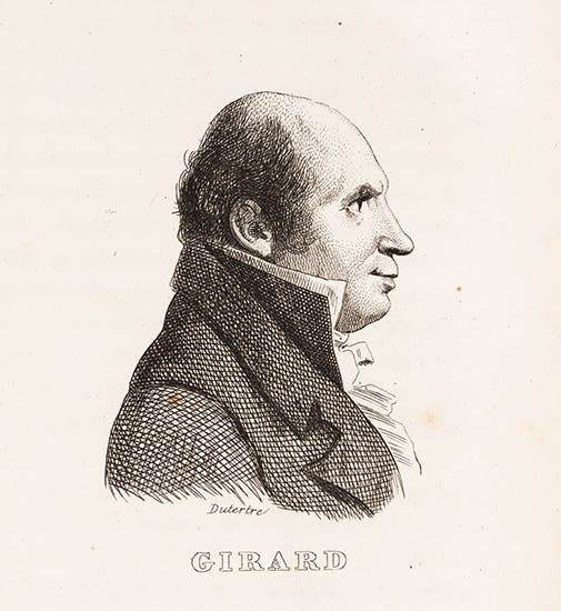 Portrait of Pierre-Simon Girard, engraving from a sketch by André Dutertre, in Louis Reybaud, <i>Histoire de l'expedition francaise en Egypte</i>, 1830-36 (Linda Hall Library)
