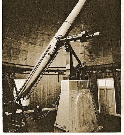 26-inch Clark refractor, U.S. Naval Observatory, with which Asaph Hall discovered the two moons of Mars, Aug. 17, 1877 (cnmoc.usff.navy.mil)