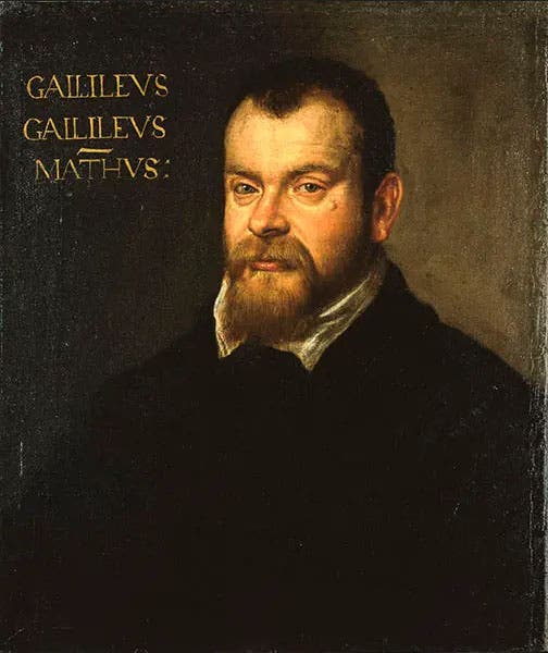 Portrait of Galileo Galileo, oil on canvas, ca 1610, the so-called “Tintoretto portrait,” although it is now thought to be by Francesco Apollodoro, Royal Museums Greenwich (rmg.co.uk)