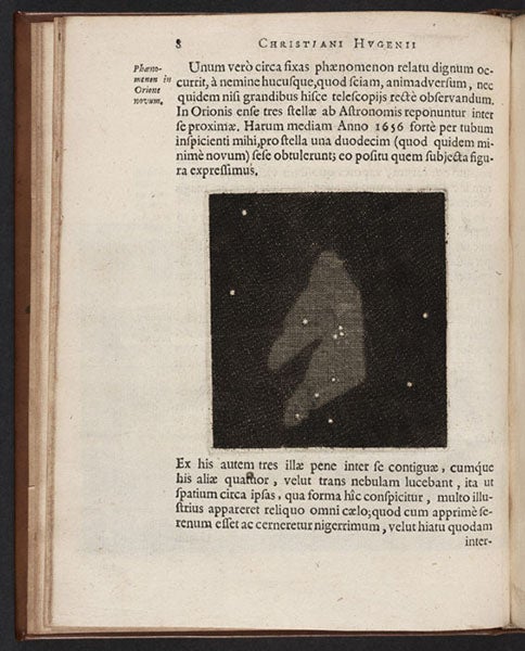 The Great Nebula of Orion, engraving, Christiaan Huygens, Systema saturnium, 1659 (Linda Hall Library)