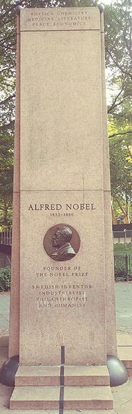 Nobel Monument in Theodore Roosevelt Park, near the American Museum of Natural History, New York City (Wikimedia commons)