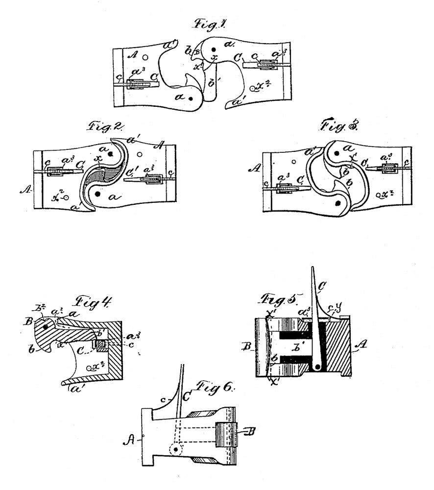 Patent diagram of the Janney coupler.
