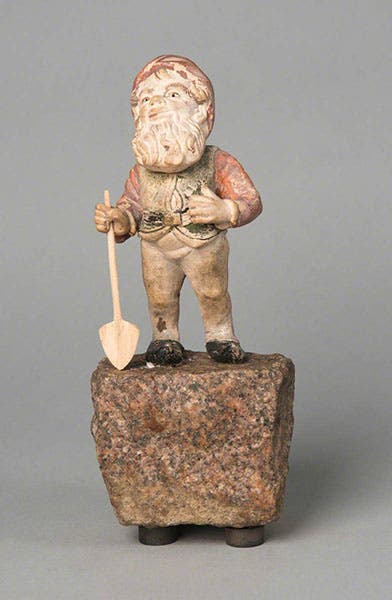 The last surviving gnome from the original set in the rockery at Lampton Hall, purchased by Charles Edmund Isham in Nuremberg in 1847, now on display in Lampton Hall, Northamptonshire (artuk.og)