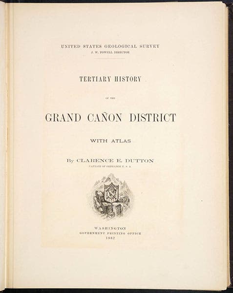 Title page, Tertiary History of the Grand Cañon District, by Clarence E. Dutton (USGS Monograph, 2), 1882, copy 2 (Linda Hall Library)