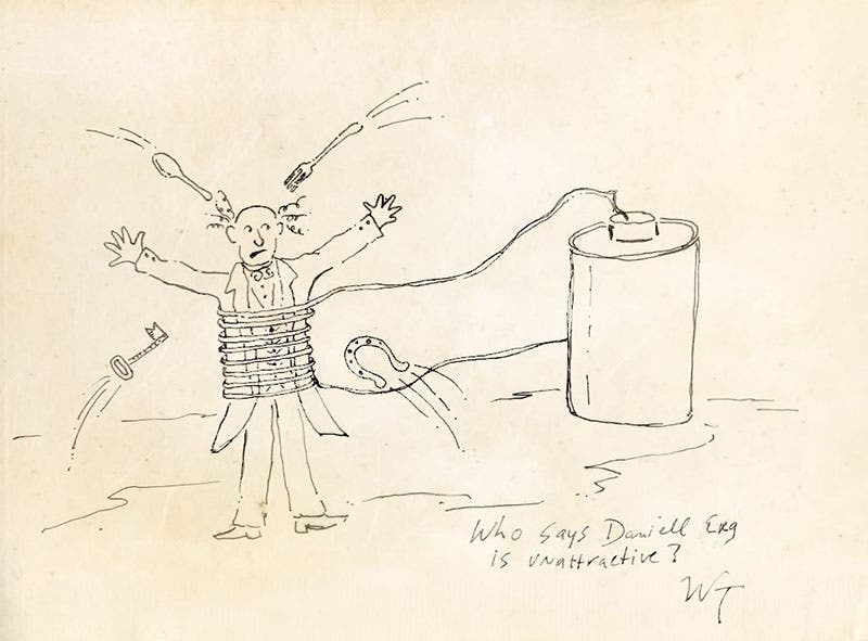 Doodle sketch by William Thomson, made while listening to the appeal of Daniell Erg, 1864, now in Cambridge University Library (lib.cam.ac.uk)