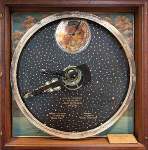 Surviving central panel of the Rittenhouse Orrery at Princeton, built in 1771 (Princeton Alumni Weekly, photograph by Ricardo Barros)