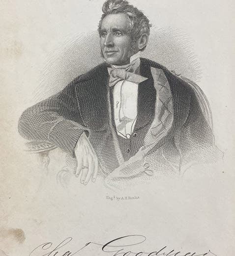 Portrait of Charles Goodyear, steel-engraved frontispiece, Trials of an Inventor: Life and Discoveries of Charles Goodyear, by Bradford K. Peirce, 1866 (Linda Hall Library)