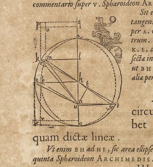 First appearance of an elliptical orbit for Mars, woodcut diagram beginning chapter 59, in Astronomia nova, by Johannes Kepler, 1609 (Linda Hall Library)