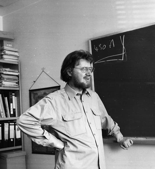 John Stewart Bell at work, photograph, CERN, undated (cds.cern.ch)