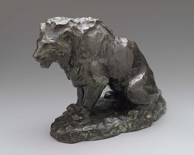 Rough sculptural “sketch” of a lion, sculpture by Antoine-Louis Barye, 1847, bronze casting by Ferdinand Barbedienne, after 1875, Museum of Fine Arts, Boston (mfa.org)