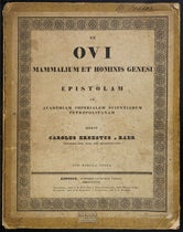 Paper front cover, De ovi mammalium et hominis genesi epistolam, by Karl Ernst von Baer, 1827 (Linda Hall Library)