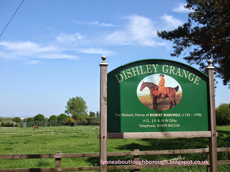 A welcome sign in Dishley Grange, featuring the equestrian portrait of Robert Bakewell, modern photo (New Dishley Society)