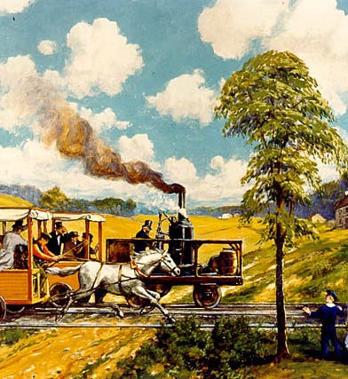 The Iron Horse Wins, by Carl Wakeman, date unknown, 1930s?, Federal Highway Administration collection (fhwa.dot.gov)