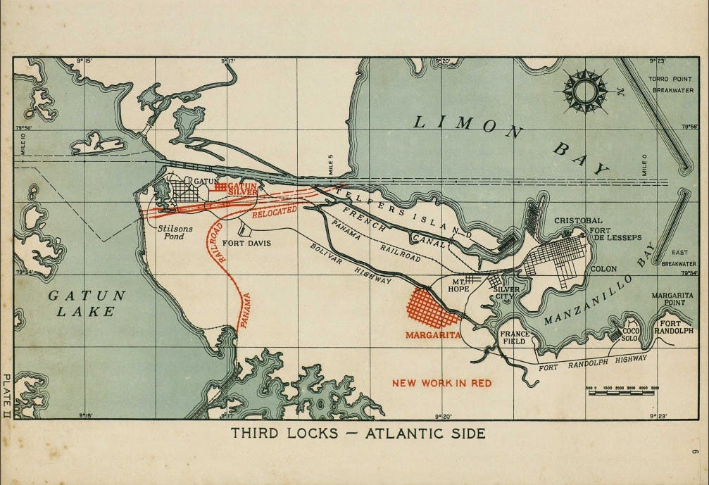 Map of proposed third set of locks planned by the U.S. Army in 1941.