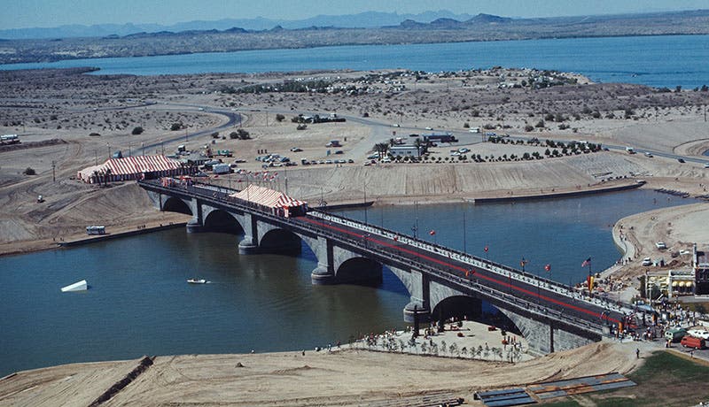 New London Bridge, transplanted, stone by stone, to Lake Havasu City, Arizone (AARP.com)