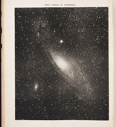 Andromeda nebula, photograph, from Isaac Roberts, <i>Selection of Photographs of Stars, Star-Clusters, and Nebulae</i>. 1893-99 (Linda Hall Library)
