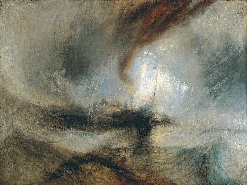 Snow Storm: Steam-Boat off a Harbour's Mouth, oil on canvas, J.M.W. Turner, 1842 (Tate Britain via Wikimedia commons)