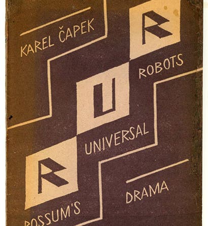 Karel Čapek, <i>R.U.R.</i>, front cover, 1920 (L. W. Currey, Inc.)