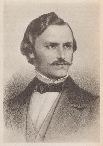 Adolph von Schlagintweit, lithograph portrait, from Hermann and Robert von Schlagintweit, Reisen in Indien und Hochasien, 1869-80 (Linda Hall Library)