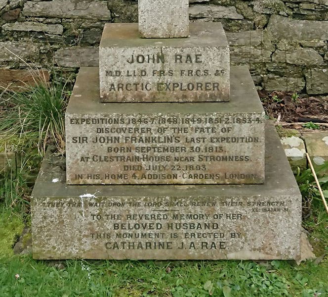 John Rae’s gravestone, St Magnus Cathedral, Kirkwall, Orkney (photo by Fina Whitelaw on findagrave.com)