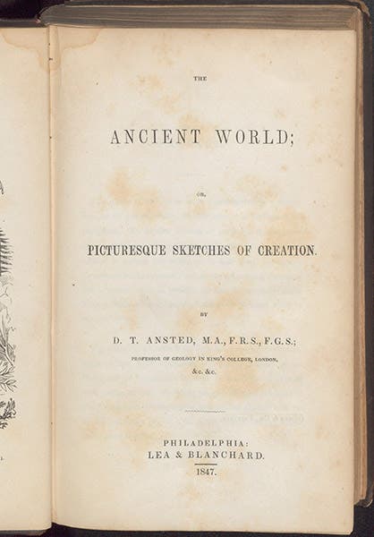 Title page, David Ansted, Ancient World, 1847 (Linda Hall Library)