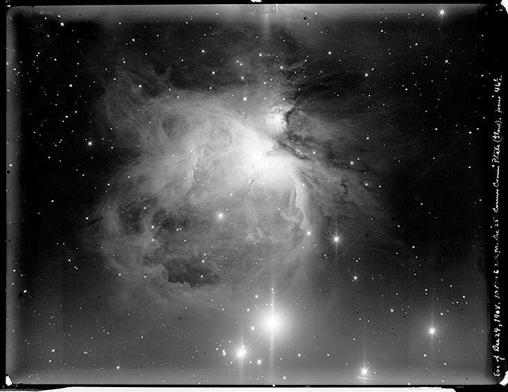 Great Nebula in Orion, photograph by George Ritchey with the 60-inch Mount Wilson reflector, 1908 (nautil.us)